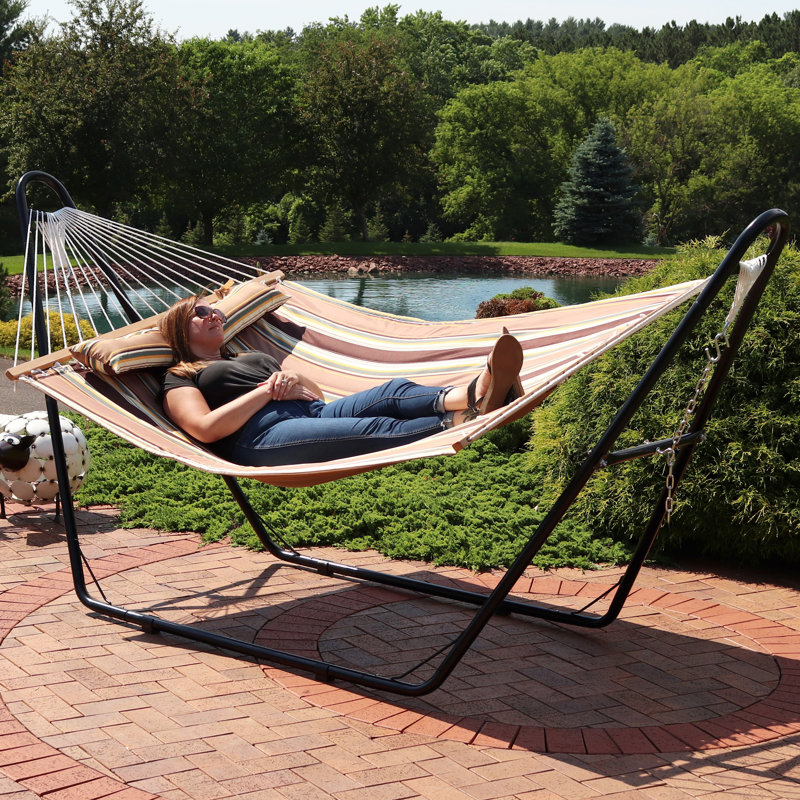 Arlmont & Co. Harrington Double Spreader Bar Hammock with Stand